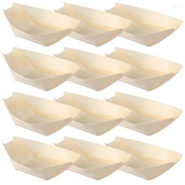 Cuencos con forma de barco, cuenco para astillas de madera, barcos de madera de bambú, bandeja para Sashimi, recipiente para Sushi, platos para servir