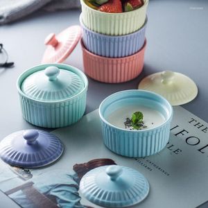 Bols petits pots de cuisson en céramique avec couvercle utilisé à la maison ragoût d'oeufs cuits à la vapeur marmite four cocotte cuiseur thermique