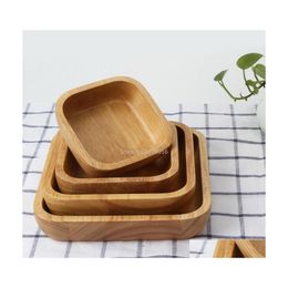 Kommen vierkante houten kom Japanse creatieve fruitsalade groot tafelwerk huishouden vaste houten dessert drop levering home tuin keuken dhe0w