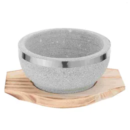 Bols en pierre bol bibimbap pot ramen nouilles avec de la base pour la soupe jaire de la paillette coréenne