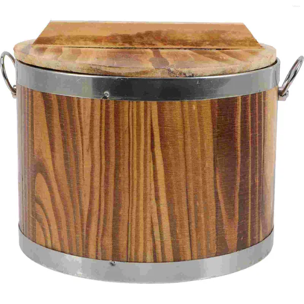 Bols Sushi Barrel Bois Riz Seau En Acier Inoxydable Récipient Couverture Multi-fonction Seaux Couvercles Conteneurs De Stockage En Bois