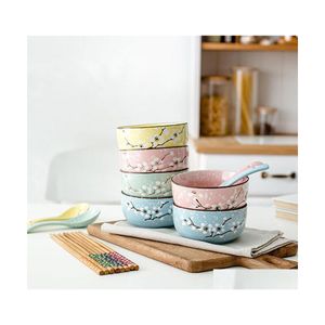 Bols Ensemble de vaisselle bol en céramique riz ménage porcelaine repas créatif petit plat soupe japonaise livraison directe maison jardin cuisine D Dhcr5