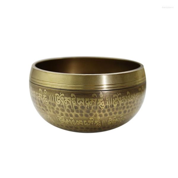 Bowls Tibetan Singing Bowl Buddha Mantra Diseño con palo de cuero para yoga Canting Meditation