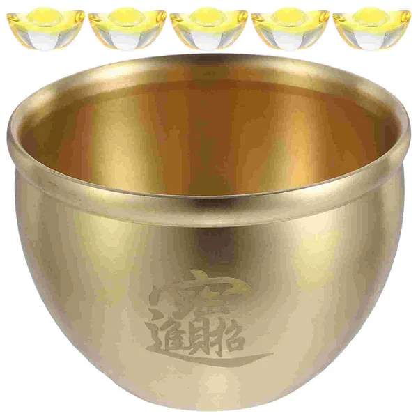 Cuencos Treasure Basin Brass Bowl Riqueza Lucky Craft Cornucopia Figura