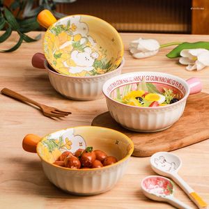 Bols sous glaçure vaisselle en céramique cuisson nouilles de dessin animé de salade de fruits de haute couleur pour le four