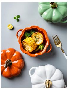 Bols avec couvercle bol de citrouille en céramique poignée salade soupe de fruits maison cuisine four à micro-ondes vaisselle décorative exquise