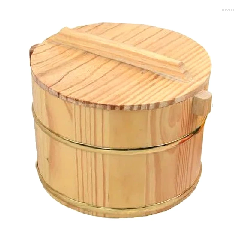 蓋付きの木製バレルビールバーバーポグラルの小道具断熱ステンレス鋼バケット食器18cm