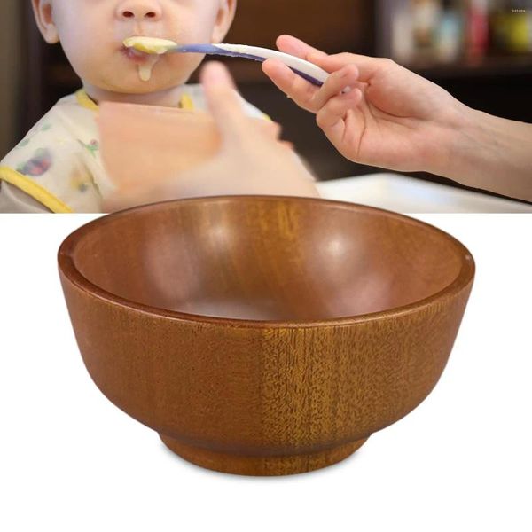 Bols Bol en bois bord lisse et surface en bois vaisselle de riz traditionnelle chinoise pour voyage accessoires ménagers cuisine famille