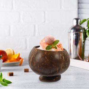 Kommen Houten Bestek Kokosnoot Kom Natuurlijke Kokosnoten Decoratieve Dessert Cup Fruitschaal 11X9CM Beach Party Banket