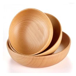 Kommen houten slakkom grote ronde houten soep eetborden premium keukengerei set natuurlijk handgemaakt