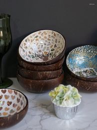 Kommen zqvietnam handgemaakte shell kokosnoot bowl hallway sleutel opslagdecoratie creatief ambacht