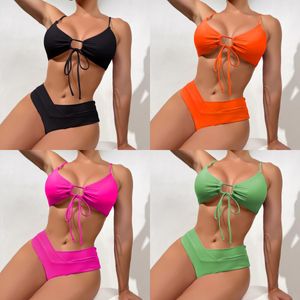 Bows Bikini's set Micro Swimsuit Women Push Up Bikini Sexy Swimwear Halter Bathing Suit Solid Braziliaanse Biquini