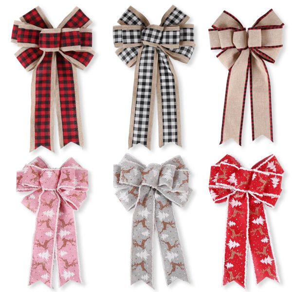 Bows for Crafts Christmas Decorations for Home 10ears 41 * 24cm Large Faire à la main Double couche d'arc de Noël DÉCOR DÉCOR