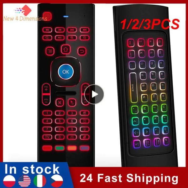 Boîte 1/2 / 3pcs Souris Backlight Backlight Remote Control Control Voice Fly Souris 2.4g Infrarouge Clavier sans fil pour PC Smart Android TV Box MX3 M8