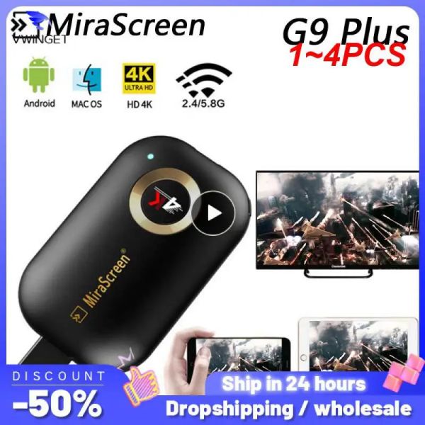 Boîte 1 ~ 4pcs Mirascreen G9 plus 2,4g / 5g 4k Miracast Wifi pour DLNA AirPlay TV Stick WiFi Affichage Dongle Récepteur pour iOS Android