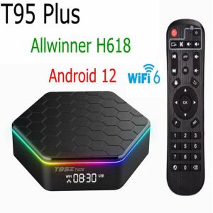 Boîte 10pcs Android 12 TV Box T95Z Plus RVB Light 6K Ultra HD 2,4G / 5G WiFi6 4 Go 64 Go Allwinner H618 Quad Core BT5.0 HDR 10 Settop Box