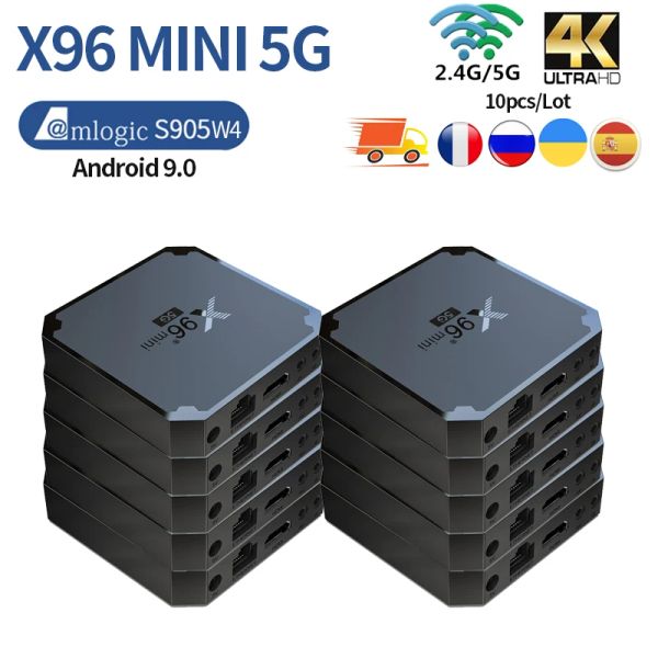 Box 10PCS X96 MINI 5G Android 9.0 Smart TV Box Amlogic S905W4 2.4G 5G DUAL WIFI Media Player Google Play Set Top Box YouTube X96MINI