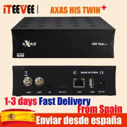 Box 1pc 2021 Full HD -satellietontvanger met 2x DVBS2 SAT -tuner geïnstalleerd met AXAS His Twin Plus Linux E2 Open ATV 6.x TV Box