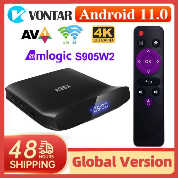 Box 2022 A95X W2 Android 11 Smart TV Box AMLOGIC S905W2 4 Go RAM 64 Go Double WiFi 4K 60FP
