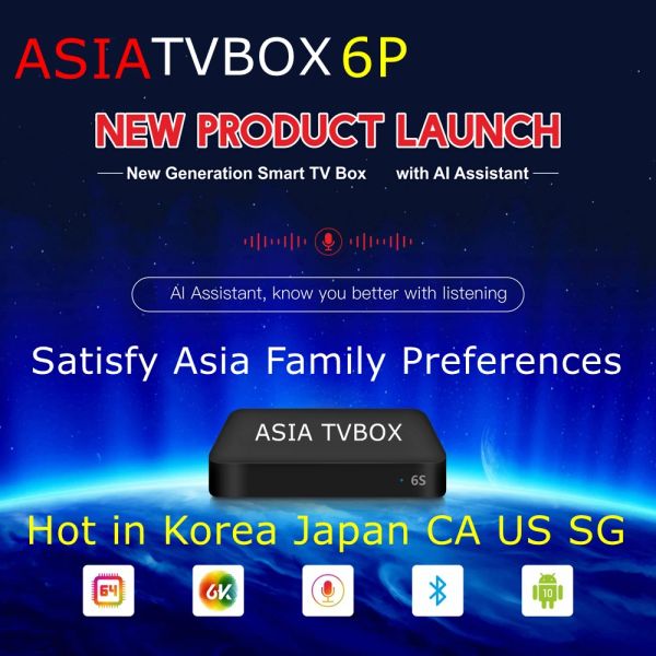 Box 2022 Best Asia TV Box 6P Control de voz 4GB 64GB Hot In Corea Japón EE. UU. Canadá SG FRANCES