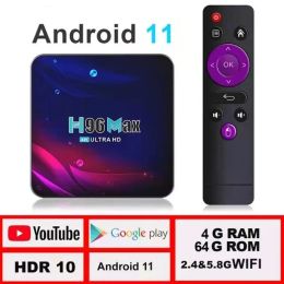 Box 2022 H96 MAX V11 RK3318 Smart TV Box Android 11 4G 64 Go 32 Go Android TVBox 4K 5G WiFi YouTube Media Player H96max Set Top Box