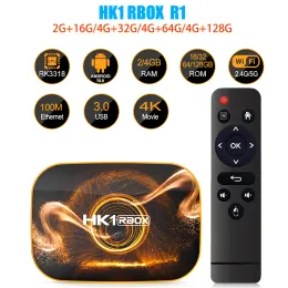 Box 2022 HK1 RBox R1 Smart TV Box Android 10 2G 4G 64G 128G Rockchip RK3318 1080p 2.4g 5G Dual Wifi 4K Set Top Box Player Media Player