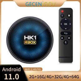 Box 2022 HK1 RBOX W2 Android 11 Smart TV Box AMLOGIC S905W2 4 Go 32 Go 64 Go 2.4g 5G Dual WiFi 100m 4K Player Media Set supérieur