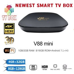 Box 2022 Nouveau V88 Smart TV Box Android 12 Allwinner H3 Quad Core 2.4g WiFi 8K Set Top Box 8 Go + 128 Go Media Player H.265 Home Theatre