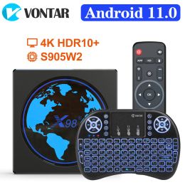 Box 2022 X98 Mini Smart TV Box Android 11 4G 64 Go 32 Go Amlogic S905W2 X98MINI AV1 WIFI BT YOUTUBE Media Player 2G16G Set Top Box