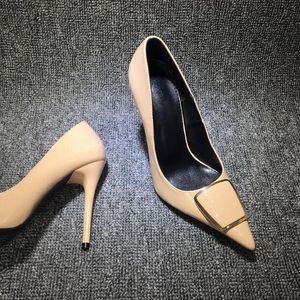 Box 3459 met ontwerper sexy dames pompen High Heel 7 9 cm naakt leer puntige tenen jurk schoenen kantoor carrière feest prom schoenen
