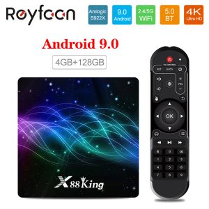 Box 4GB 128G x88 King Amlogic S922X TV Box Android 9.0 Prise en charge dual WiFi BT 5.0 1000m 4K 60FPS USB3.0 Google Play YouTube 4k Media