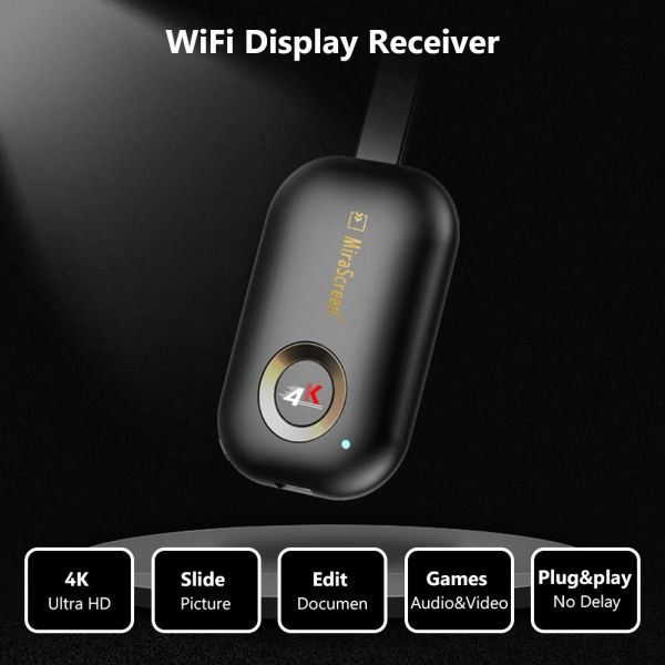 Box 4K 2.4G 5G WiFi 1080p affichage sans fil Dongle TV Stick G9 Miracast Adaptateur HDMICOMPATIBLE Miroir Miracast AirPlay Récepteur DLNA