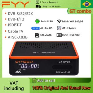 Box 4K/8K Android 9.0 TV Box Gtmedia Gtcombo Satellite TV Receptor DVBS2 T2 C Decoder terrestre H.265 10 bits incorporado en 2.4g/5g WiFi