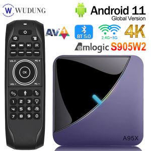 Box A95X F3 Air II 8K RVB Light Android 11 Smart TV Box AV1 2.4G WiFi Wireless Set Top Boxes BT5.0 USB RAM 64 Go H.265 Players multimédia