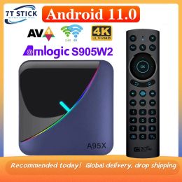 Boîte A95X F3 Air II RGB Android TV Box Android 11 Amlogic S905W2 4GB RAM 64 Go Double WiFi 4K 60FPS VP9 BT5.0 YouTube Set Top Box 2G 16G