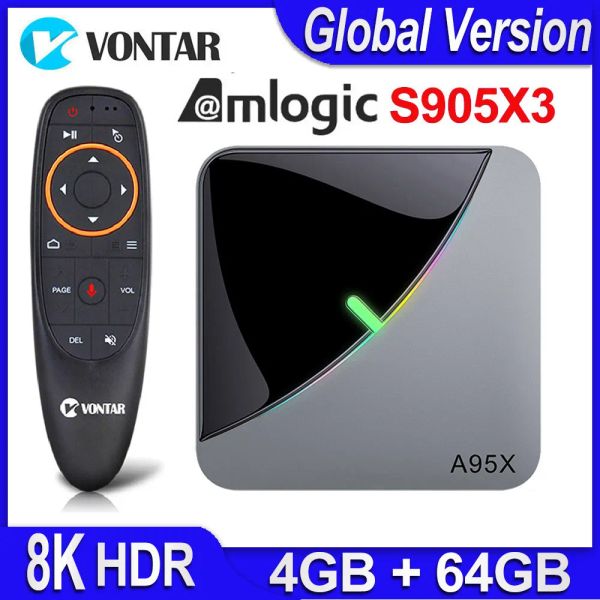 Box A95X F3 Air RVB Light TV Box Android 9.0 AMLOGIC S905X3 Smart TV Box 4 Go 64 Go 32 Go TVBox Dual WiFi 4K 60FPS 2G 16 Go Media Player Media