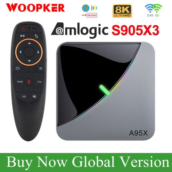 Box A95X F3 Air Smart TV Box Android 9.0 Amlogic S905X3 RGB Light 4GB 64GB BT Wifi 4K Media Player Google Player Set Top Box