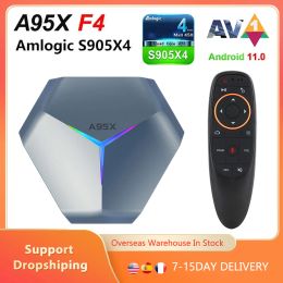 Box A95X F4 RVB Light Smart TV Box Android 11.0 Set Top Box 4 Go 128 Go Multi Language 2.4G 5G Double récepteur de lecteur multimédia WiFi