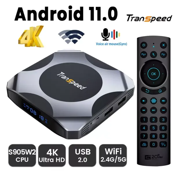 Box Amlogic S905W2 Android 11 TV Box AV1 Voice Control 1000M Wifi 32G 64G BT5.2 1080P Player de medios 3D Set Top Box