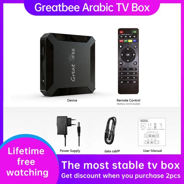 Box Android 10 Gratuit For Life Set Top Box Great Bee Arabic TV Box