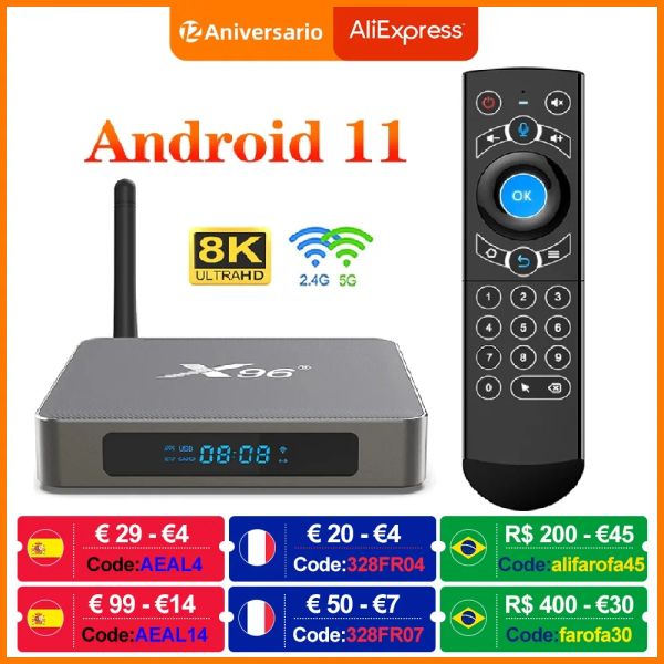 Box Android 11.0 TV Box X96 X6 Rockchip RK3566 8 Go 128 Go Rockchip RK3566 Prise en charge 4K USB3.0 2T2R MIMO 5G DUAL WIFI 1000M 4GB 64G 32G