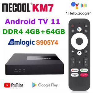 Box Android 11 TV Box MECOol KM7 ATV Google certifié Amlogic S905Y4 DDR4 4GB 64GB Android TV OS 5G WiFi YouTube 4K Set Top Top Boot