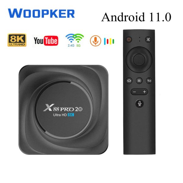 Box Android 11 TV Box X88 Pro 20 8 Go RAM 128 Go Rom Rockchip RK3566 2.4G 5.8G WiFi BT 4.2 Prise en charge 8K YouTube Google Set Top Top Box