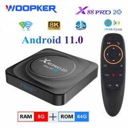Box Android 11 TV Box X88 Pro 20 Rockchip RK3566 8GB RAM 128GB ROM Media Player 8K 2.4G 5.8G WiFi Google Voice Assistant Set Top