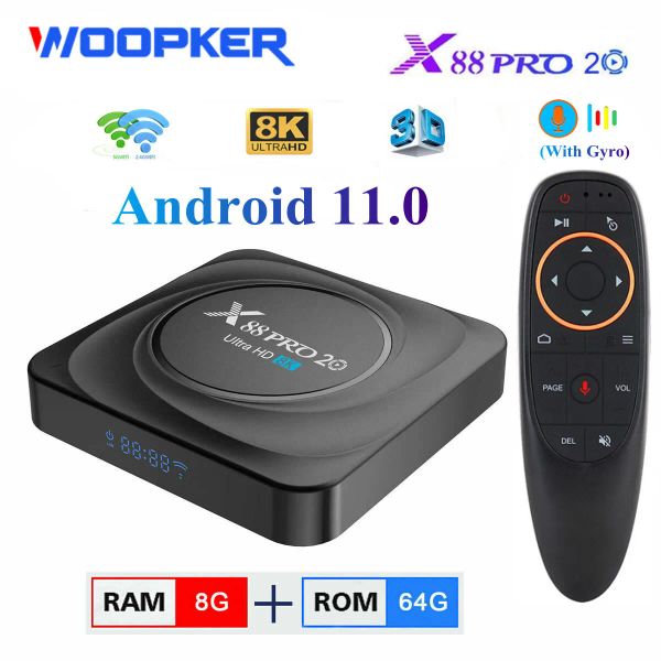 Box Android 11 TV Box X88 Pro 20 Rockchip RK3566 8GB RAM 128GB Rom Media Player 8k 2.4g 5.8g Wifi Google Voice Assistant Set Top Box