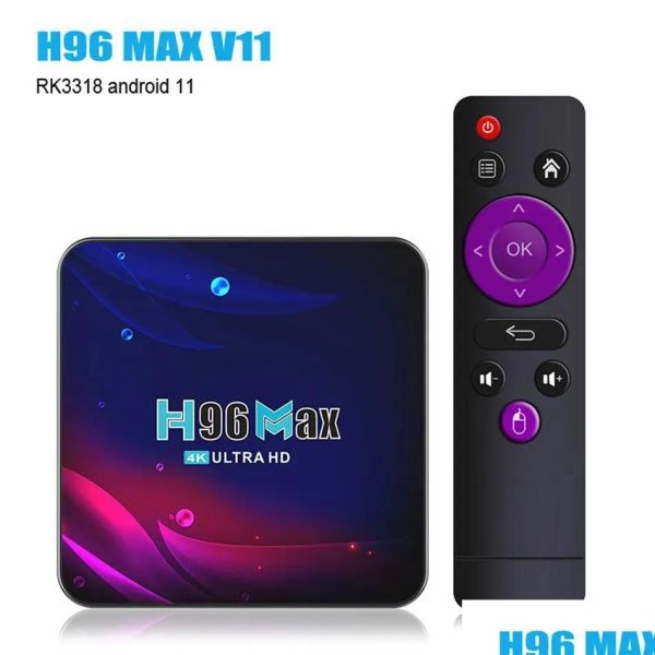 Box Android TV Box 4K Smart 11 avec WiFi 4GB RAM 64 Go Rom 5G pour Netflix DLNA Set Top Media Player H96 Max V11 ZZ Drop Livrot Elecl