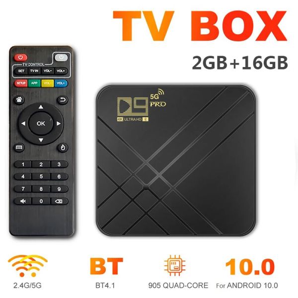 Box Android TV Box Android 10.0 4K H.265 Media Player 3D Video 2.4G 5GHz WiFi Bluetooth Compatible Box de TV inteligente