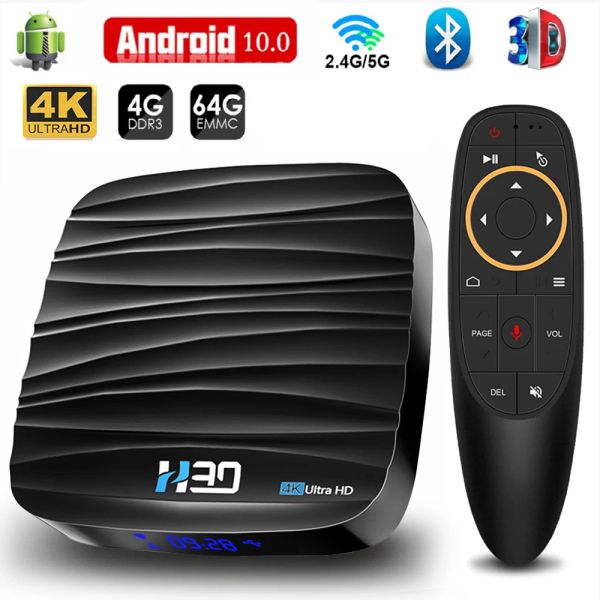 Box Android TV Box Box Android 10 4GB 32GB 64GB 4K H.265 Media Player 3D Video 2.4G 5GHz Wifi Bluetooth RK3318 Caja de televisión inteligente Top Box