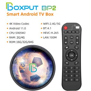 Boîte boxt bp2 tv box Android 11.0 amlogic s905w2 av1 4k smart set top box andriod 2.4g 5g double wifi media play tv box 32 Go 64 Go