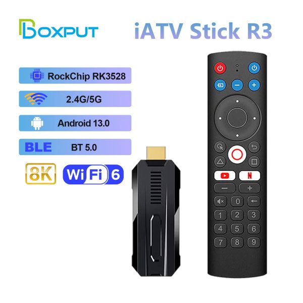 Box Boxut IATV R3 Smart TV Stick RK3528 Chip USB Android 13 Fire Stick 5G Dual WiFi Ble Media Playertv Stick Android Voice Remote